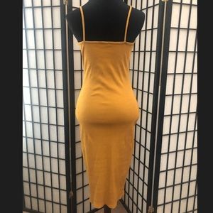 mustard yellow spaghetti strap dress